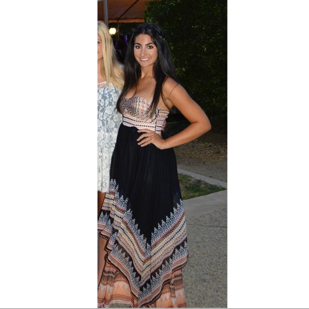 Formal Strapless Black Patterned Free People Dress - image 2